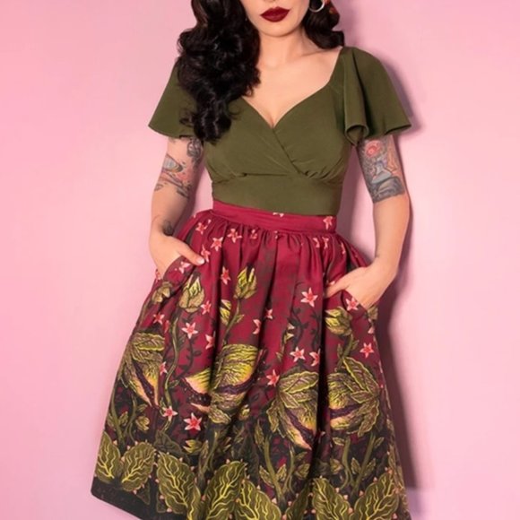 Vixen by Micheline Pitt Dresses & Skirts - Vixen by Micheline Pitt Tropical Terror Swing Skirt Maneating Monster Print XL